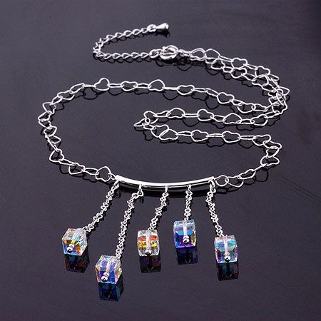 SWAROVSKI CRYSTAL FIVE CUBES NECKLACE